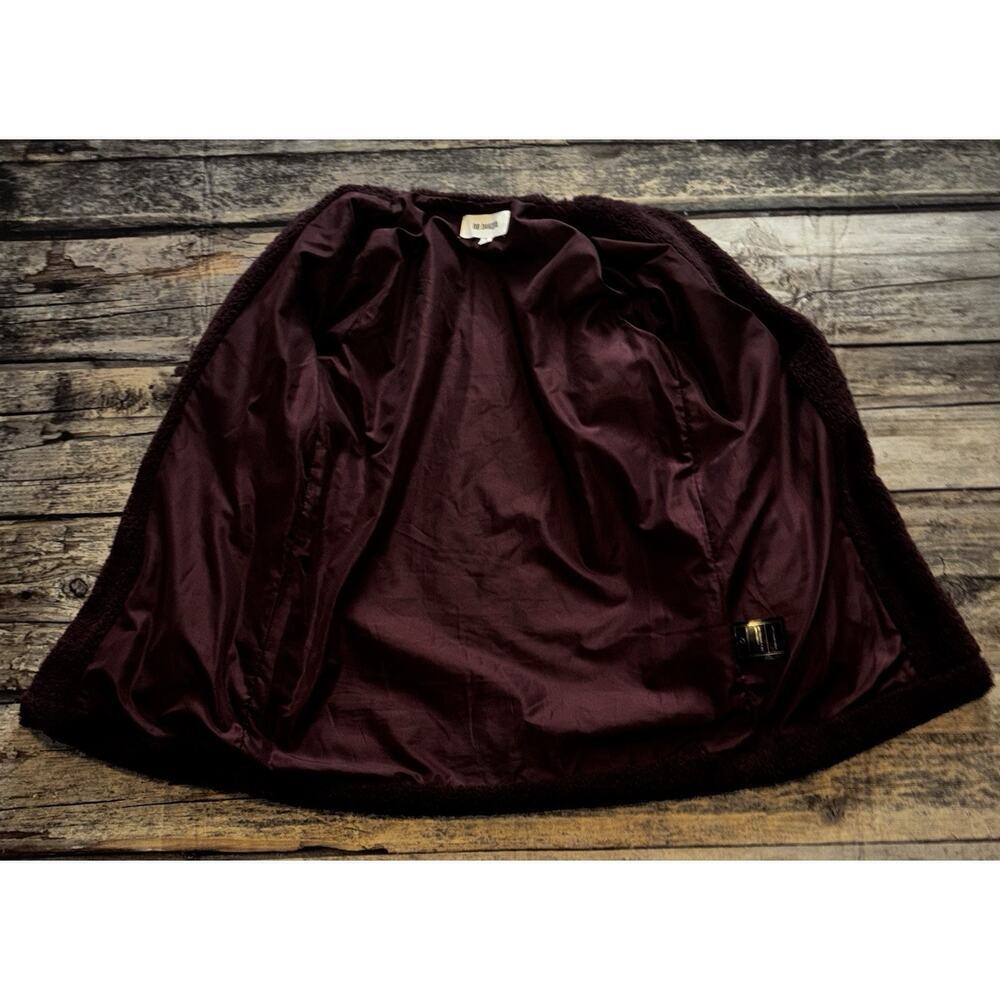 BB Dakota Merrill Faux Fur Jacket Button Burgundy Women's Size Medium - Picture 7 of 7